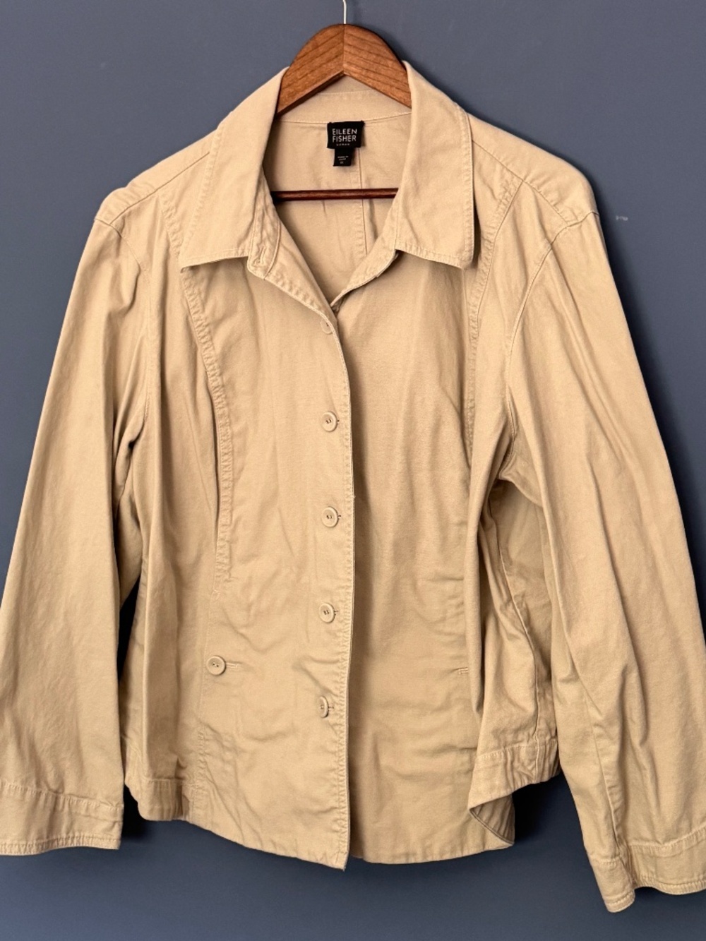 Eileen Fisher khaki tan lightweight jacket Size 1X EUC